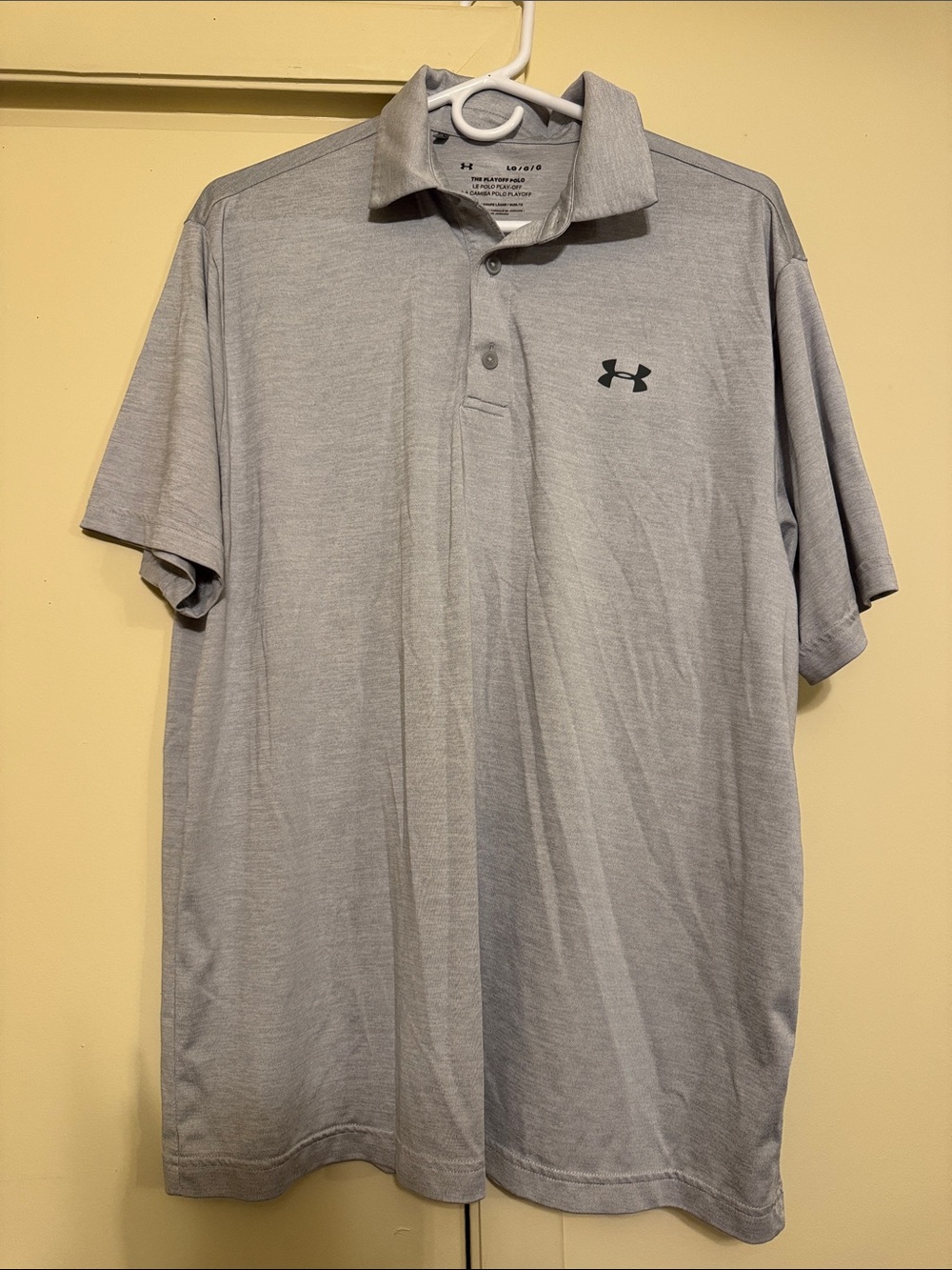 Under Armour Men's Heather Gray Polo Shirt with Black Logo